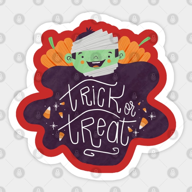 Trick Or Treat Sticker by Mako Design 